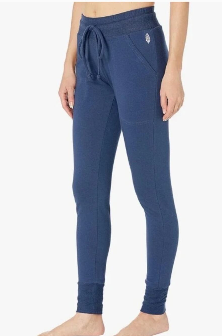 Free People small Movement Sunny Skinny Yoga Sweatpants navy blue fitted cuffs